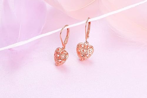 ONE:  Style: HEART DROP ROSE GOLD Dangle Earrings 925 Sterling Silver