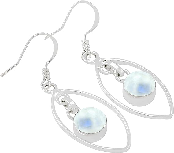 ONE: Exquisite Color: MOONSTONE Dangle Earrings 925 Sterling Silver