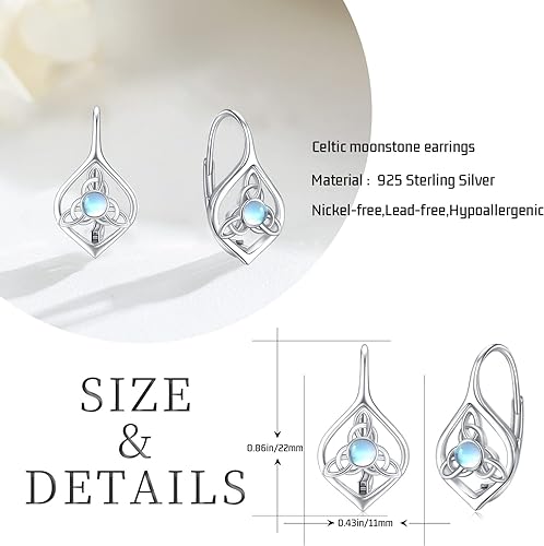 ONE:  Exquisite Earrings Color: Moonstone Dangle Earrings 925 Sterling Silver