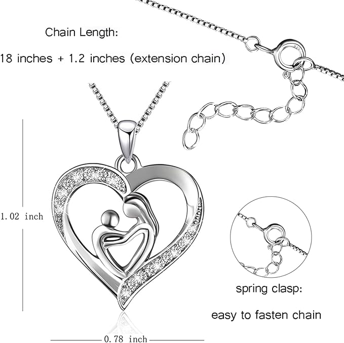 ONE:  Love Heart Pendant Necklace Style: Mother's Love