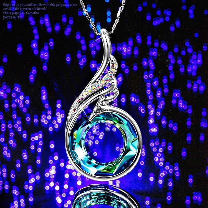 ONE :💎925 Sterling Silver Bermuda Blue Rise From the Ashes Pendant Necklace Fine Jewelry 💎