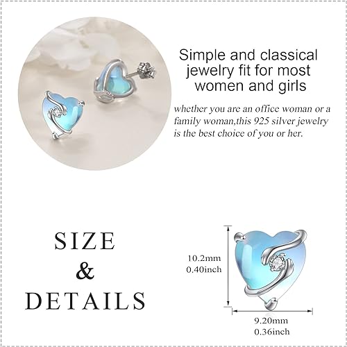 ONE: Exquisite HEART HANDS Color: MOONSTONE Dangle Earrings 925 Sterling Silver