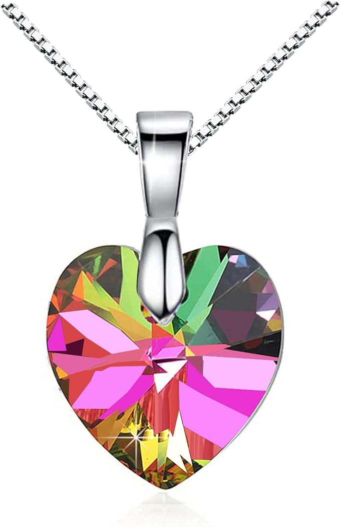 ONE :💎Elegant 1 SILVER GREEN Heart Pendant Necklace was made of blue crystal, which sparkles all the time