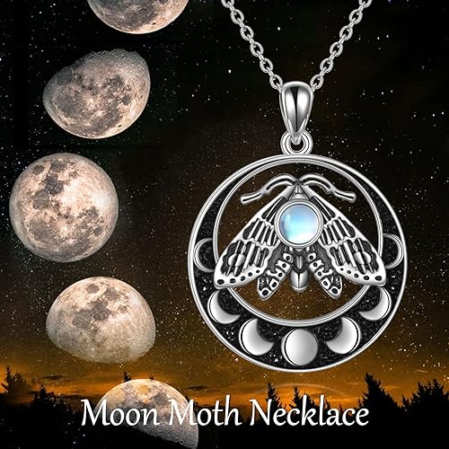 ONE :💎 Moonstone Moth Pendant NECKLACE Fine Jewelry 💎
