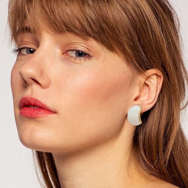 ONE Pair:  Resin Earrings for Women - Post Drop Earrings 14k Gold Plated