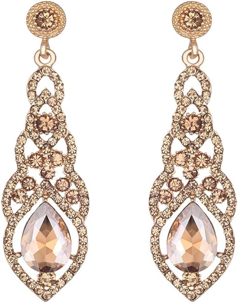 ONE PAIR: Crystal Multi Gold/Silver Rhinestone Chandelier Wedding Bridal Dangle Earrings