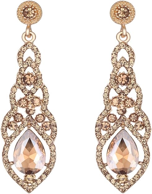 ONE PAIR: Crystal Multi Gold/Silver Rhinestone Chandelier Wedding Bridal Dangle Earrings