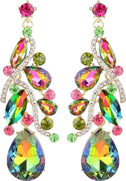 ONE PAIR: Crystal Multi Teardrop Cluster Chandelier Dangle Earrings