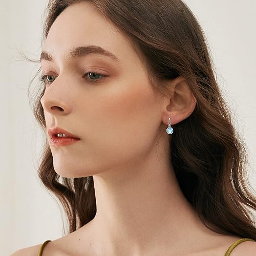 ONE:  Exquisite Daisy's Color: MOONSTONE  Dangle Earrings 925 Sterling Silver