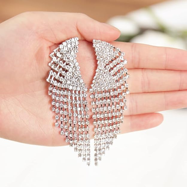 ONE PAIR: Crystal Multi Gold/Silver Rhinestone Chandelier Wedding Bridal Dangle Earrings