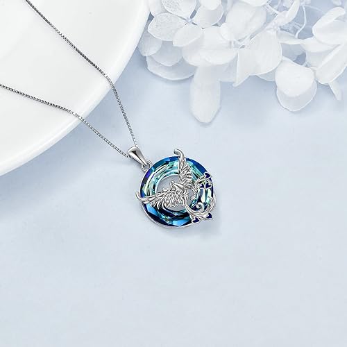 ONE :💎Style: Phoenix-Blue Crystal Pendant Necklace Fine Jewelry 💎