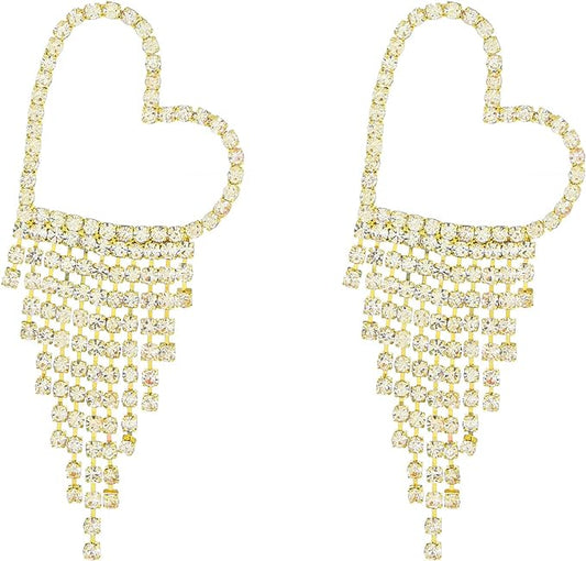 ONE PAIR: Crystal Multi Gold/Silver Rhinestone Chandelier Wedding Bridal Dangle Earrings