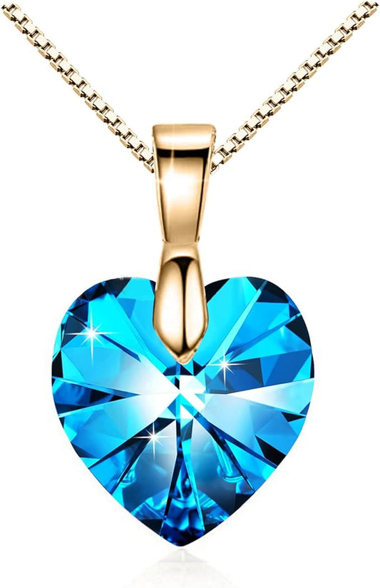 ONE :💎Elegant 1 GOLD BLUE Heart Pendant Necklace was made of blue crystal, which sparkles all the time