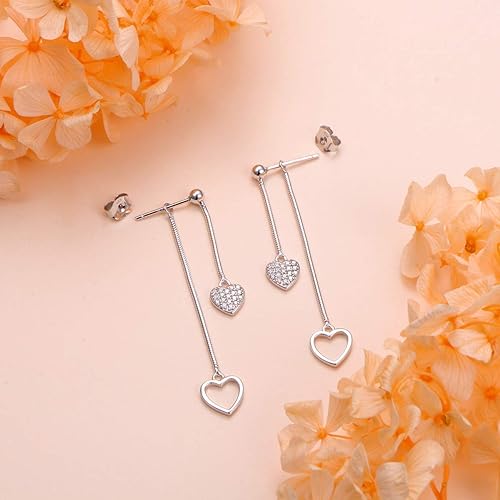 ONE: Style: Front and Back Heart Earrings 925 Sterling Silver