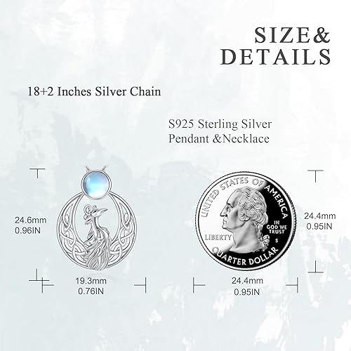 ONE :💎Phoenix/Moon and Sun Moonstone Celtic Pendant Necklace Fine Jewelry 💎