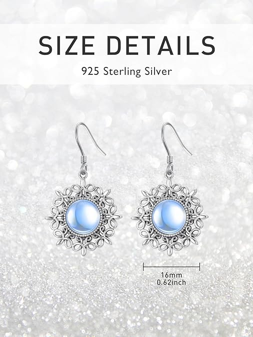 ONE:  Filigree Earrings Color: Moonstone Dangle Earrings 925 Sterling Silver