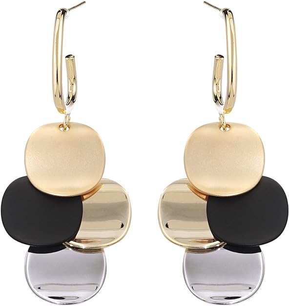 ONE PAIR: Crystal Multi Gold/Silver  Dangle Earrings  Statement Jewelry