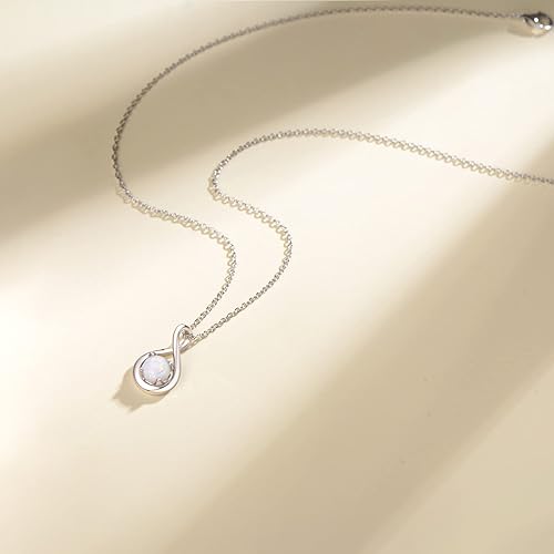 ONE: Birthstone Necklace Gifts For Women, Love Pendant Birthstone Jewelry 16+2 inch Silver Chain OCT