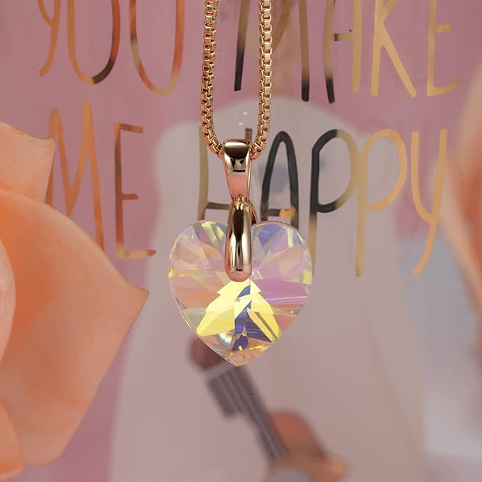 ONE :💎Elegant 1 GOLD YELLOW Heart Pendant Necklace was made of blue crystal, which sparkles all the time