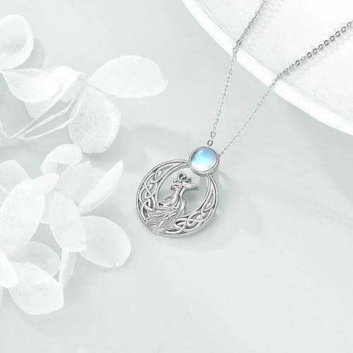 ONE :💎Phoenix/Moon and Sun Moonstone Celtic Pendant Necklace Fine Jewelry 💎