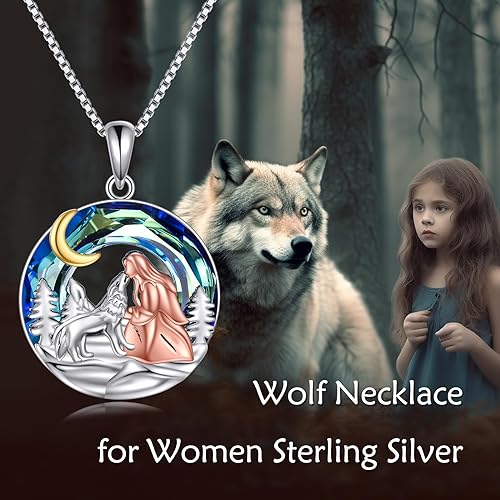 ONE :💎Style: Wolf and Girl Pendant Necklace Fine Jewelry 💎