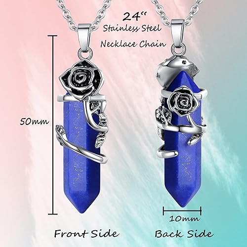 ONE :💎DAINTY FLOWER ROSE Lapis lazuli BLUE NECKLACE Fine Jewelry 💎