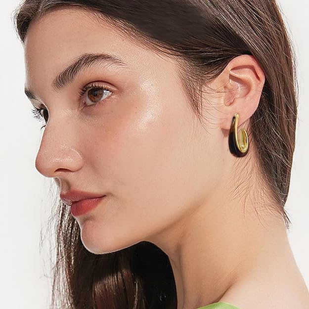 ONE Pair:  Resin Earrings for Women - Post Drop Earrings 14k Gold Plated