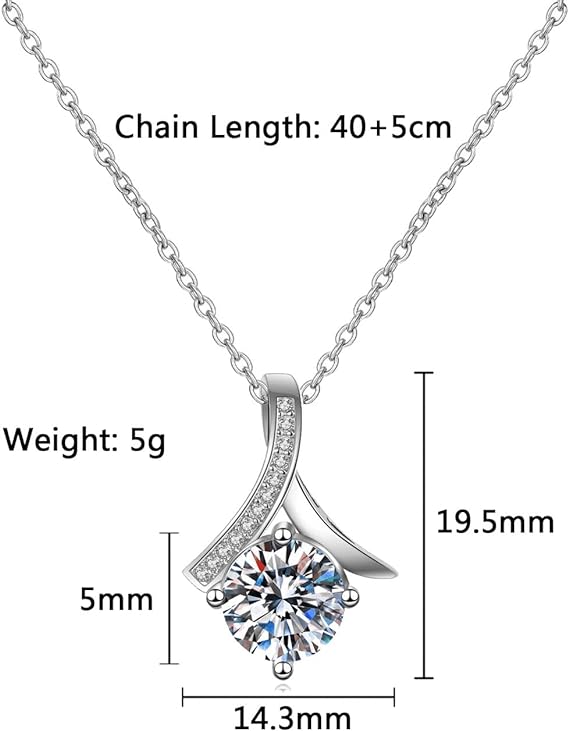 ONE :💎 Pendant MOISSANITE DIAMOND Knot Necklace, with 18 Inch Silver Chain)