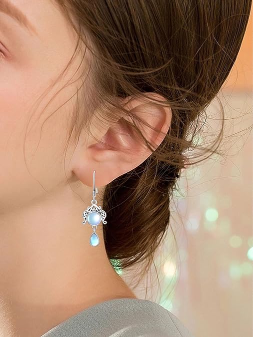 ONE:  TEAR DROP Earrings Color: Moonstone Dangle Earrings 925 Sterling Silver