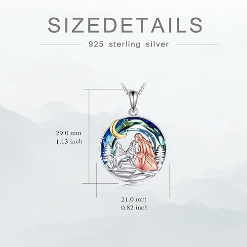 ONE :💎Style: Wolf and Girl Pendant Necklace Fine Jewelry 💎