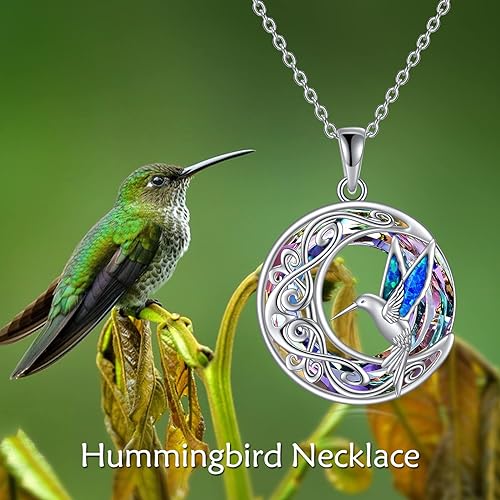 ONE :💎Hummingbirds Crated Opal Pendant Necklace Fine Jewelry 💎