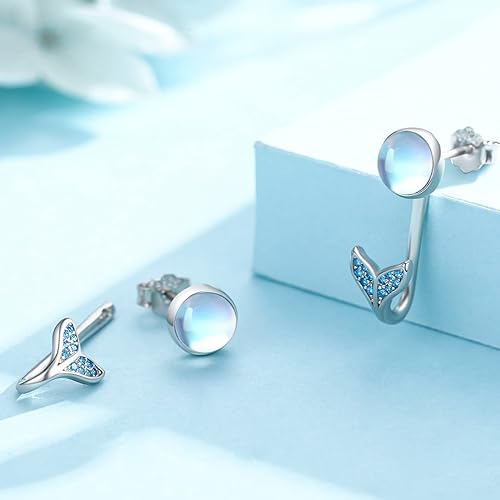 ONE:  Exquisite Round  Color: MOONSTONE  Dangle Earrings 925 Sterling Silver