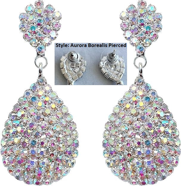 ONE PAIR: Crystal Multi Gold/Silver Rhinestone Chandelier Wedding Bridal Dangle Earrings