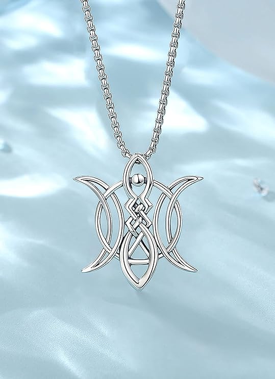ONE :💎The Triple Moon Symbol Pendant Necklace Fine Jewelry 💎
