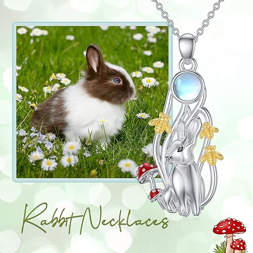 ONE :💎Style: Rabbit Moonstone Pendant Necklace Fine Jewelry 💎