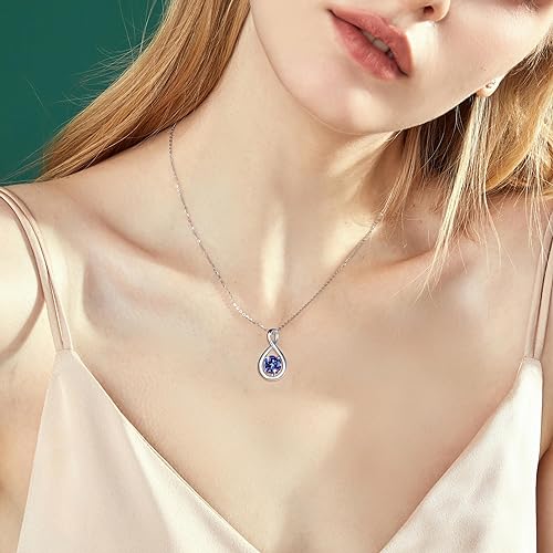 ONE: Birthstone Necklace Gifts For Women, Love Pendant Birthstone Jewelry 16+2 inch Silver Chain JUNE  Alexandrite