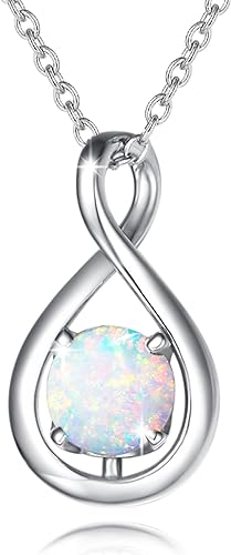 ONE: Birthstone Necklace Gifts For Women, Love Pendant Birthstone Jewelry 16+2 inch Silver Chain OCT