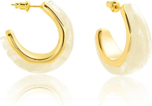 2 Pairs Earrings Set for Women, Lightweight Hollow Gold Hoops. Silver Hoop Earrings, 14k Gold Teardrop Hoop Earrings, Rhinestone Waterdrop Earrings Set