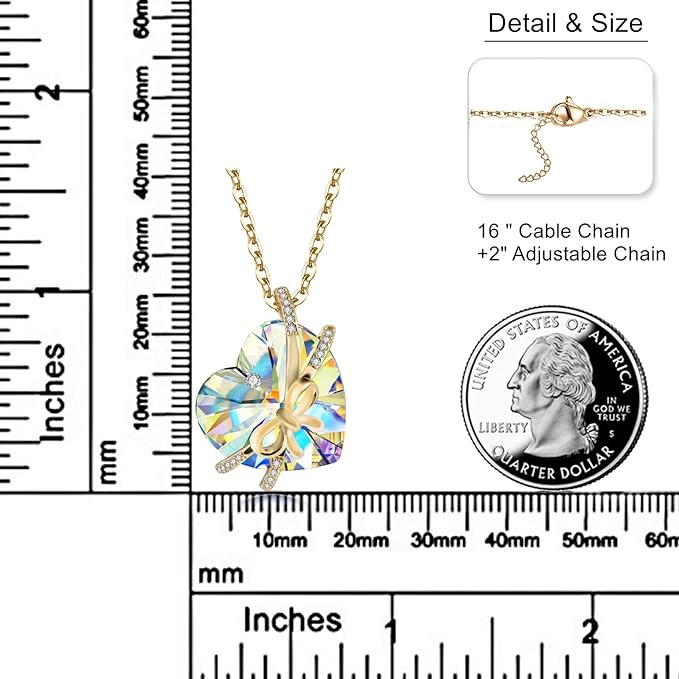 ONE :💎Elegant 2 GOLD YELLOW Heart Pendant Necklace was made of blue crystal, which sparkles all the time