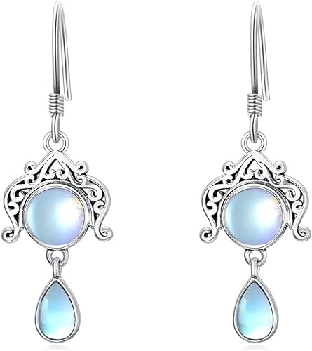 ONE:  TEAR DROP Earrings Color: Moonstone Dangle Earrings 925 Sterling Silver