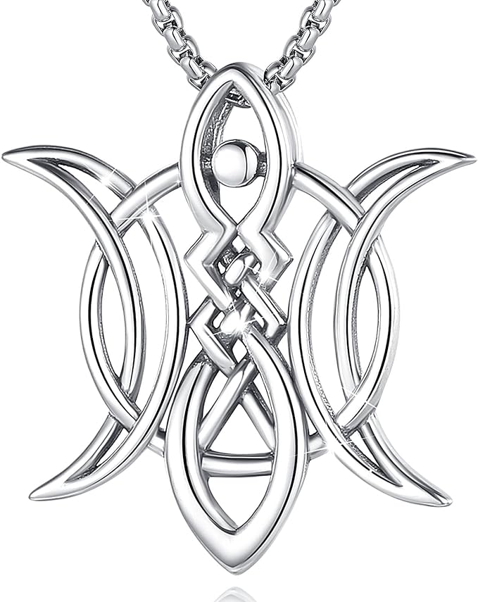 ONE :💎The Triple Moon Symbol Pendant Necklace Fine Jewelry 💎