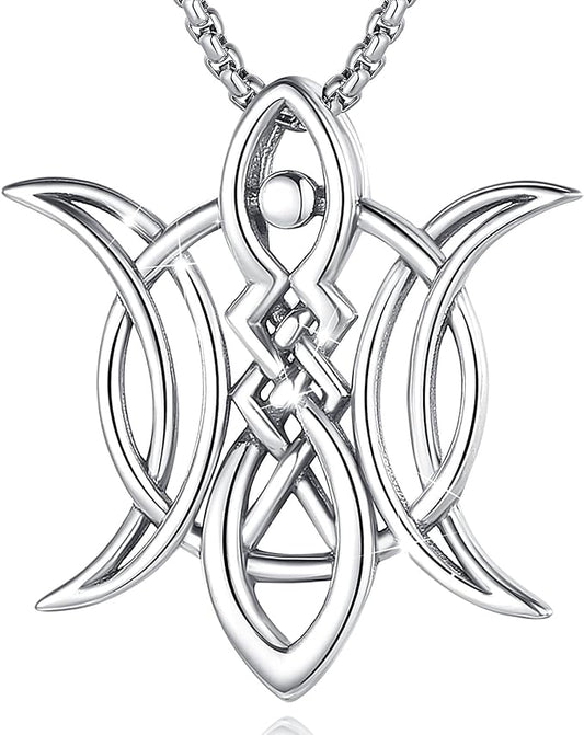 ONE :💎The Triple Moon Symbol Pendant Necklace Fine Jewelry 💎