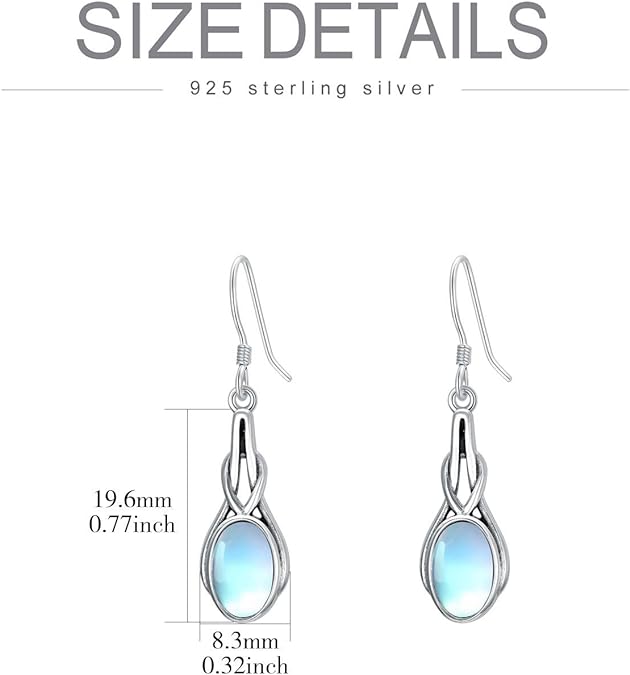 ONE:  Dangle Drop Earrings Color: Moonstone Dangle Earrings 925 Sterling Silver