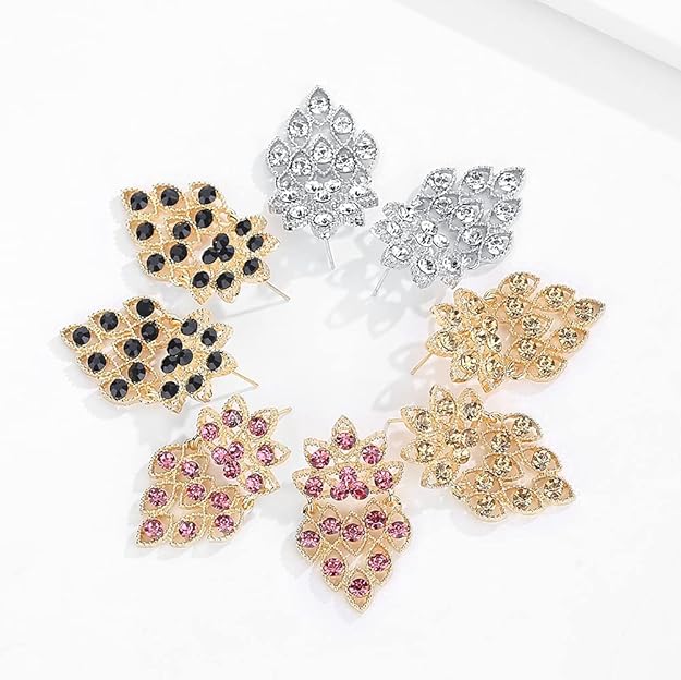 ONE PAIR: Crystal Multi Gold/Silver Rhinestone Chandelier Wedding Bridal Dangle Earrings