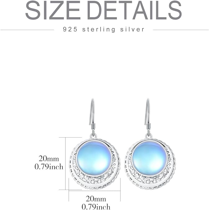 ONE:  Earrings Color: Moonstone Dangle Earrings 925 Sterling Silver