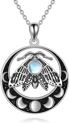 ONE :💎 Moonstone Moth Pendant NECKLACE Fine Jewelry 💎