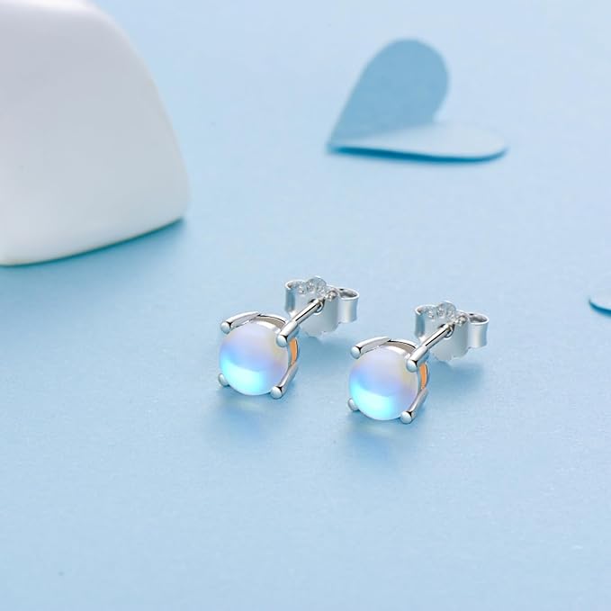 ONE: Exquisite Stud Color: MOONSTONE Dangle Earrings 925 Sterling Silver