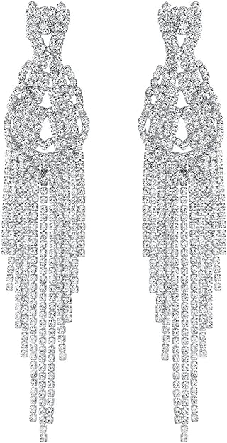 ONE PAIR: Crystal Multi Gold/Silver Rhinestone Chandelier Wedding Bridal Dangle Earrings