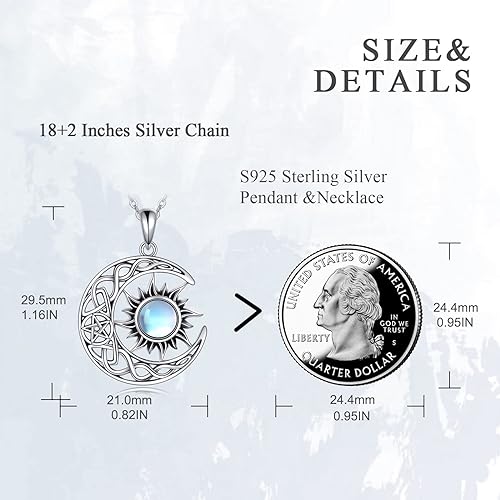 ONE :💎Phoenix/Moon and Sun Moonstone Pendant Necklace Fine Jewelry 💎