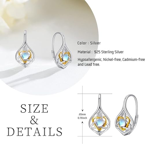 ONE:  Exquisite HEART Earrings Color: Moonstone Dangle Earrings 925 Sterling Silver